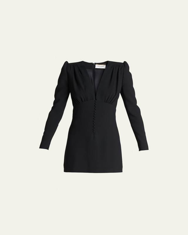 Plunging Crepe Mini Dress